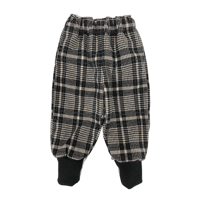 宝宝加绒格子裤秋冬季儿童加厚休闲裤女童宽松保暖长裤男童呢子裤