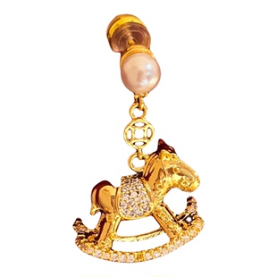 「福禄小马」可爱小马耳饰女蚊香盘耳夹马年本命年耳钉无耳洞耳环