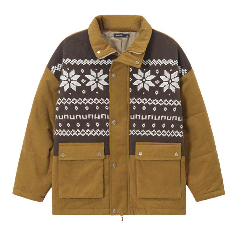 【针织绣花工艺】Unvesno(UN)Vintage费尔岛刺绣复古保暖棉服外套