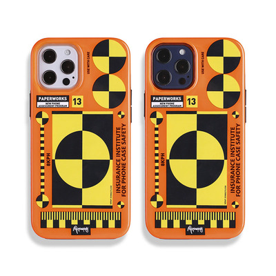 【清仓优惠】PAPERWORKS原创碰撞测试图案橙色适用于苹果12PROMAX全包手机壳