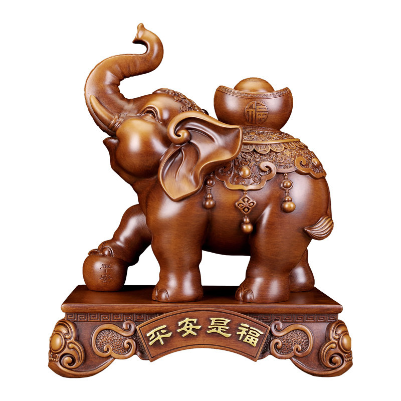 吉祥如意大象一对招财摆件