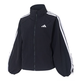 阿迪达斯夹克女款2025年秋季款宽松梭织运动休闲蝴蝶结外套KT5003