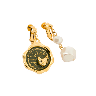 OSEWAYA猫咪珍珠无耳洞耳夹复古小众不对称耳环女轻奢高级感耳饰