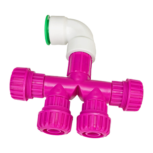 德漪大号四通软管对接器软硬管接头一出四分水器1寸4分水管延长接