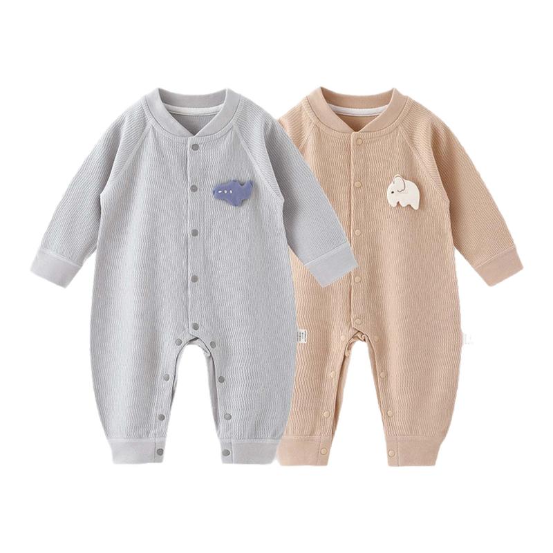 婴幼儿连体衣服夏季打底纯棉a类长袖新生贴身宝宝家居连体服春款