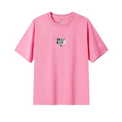 特步短袖T恤女24新款夏季女子圆领满印短T运动上衣976328010202