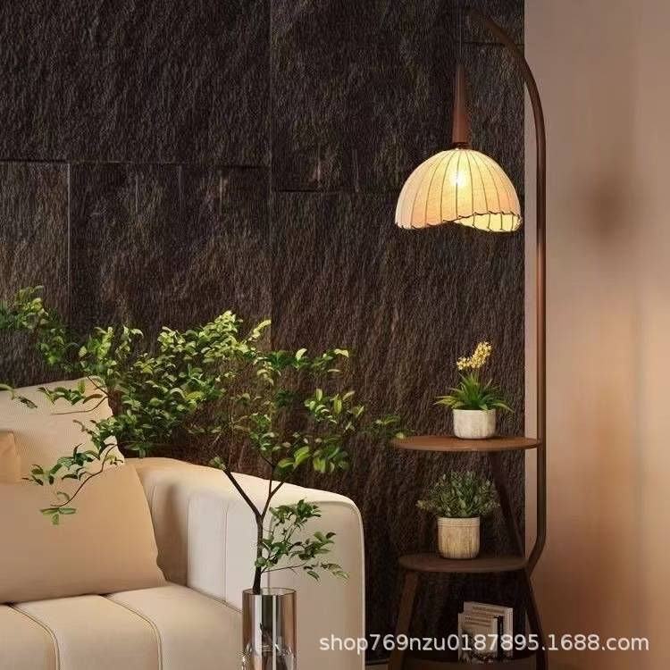 落地灯客厅沙发边法式复古灯台灯一体置物架氛围灯茶几卧室床头柜