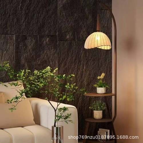 落地灯客厅沙发边法式复古灯台灯一体置物架氛围灯茶几卧室床头柜