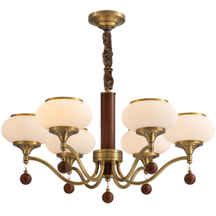 新品法式中古风全铜吊灯宋式美学客厅灯简洁大气卧室餐厅书房灯具