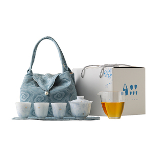 黄丽君陶瓷渐变盖碗手工点金便携式旅行茶具套装户外随行商务礼品