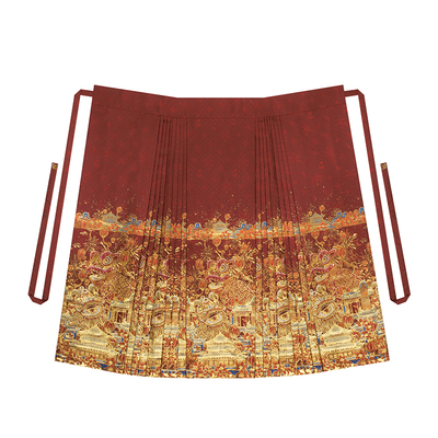 织造司[燃棉醒狮]红色过年战袍明制妆花织金马面裙汉服斗篷外套女