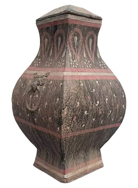 仿古陶器陶方壶古典中式老物件