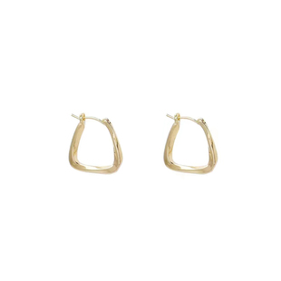 法式几何耳环简约耳钉2025年新款耳扣小众金色金属耳圈冷淡风耳饰