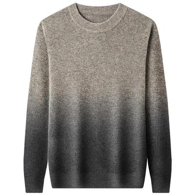 流行款渐变色青年内搭圆领羊毛衫