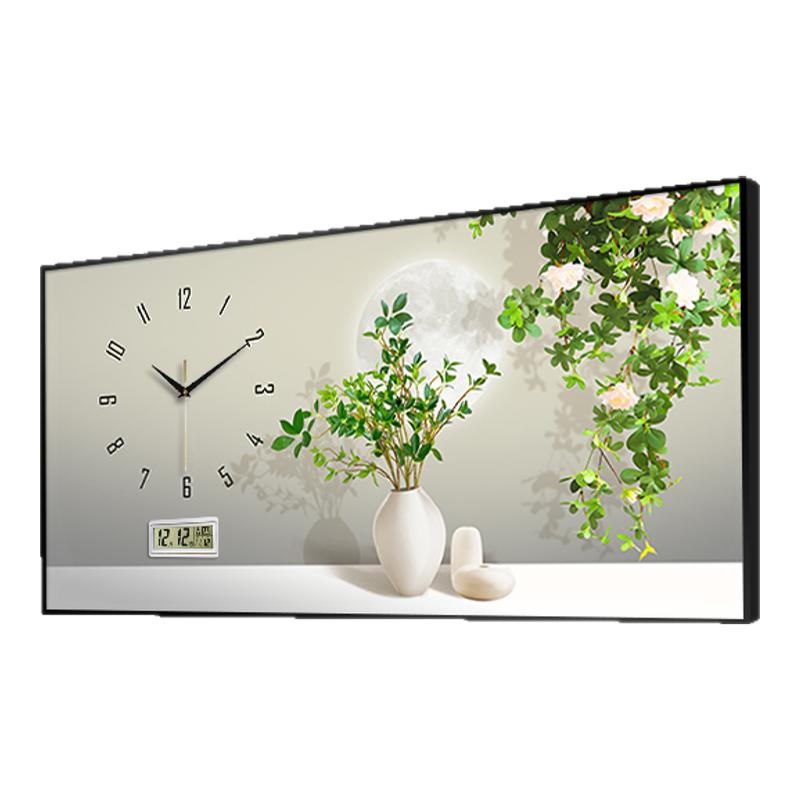 绿植轻奢创意装饰画电表箱挂钟配电箱万年历电子钟餐厅简约时钟