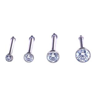 rock boilF136钛合金鼻钉超闪锆石植入级直杆L杆弯杆小钻隐形鼻环