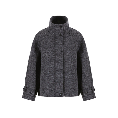 范洛Fano 高智感穿搭50绵羊毛杂色斜纹混纺面料特调深花灰呢外套