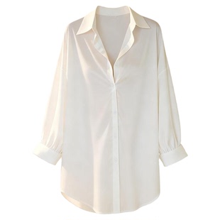 猫人性感睡衣夏季女款冰丝雪纺纯欲男友风白衬衫睡裙禁欲系家居服