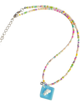 鹊踏枝手作彩色串珠云朵项链