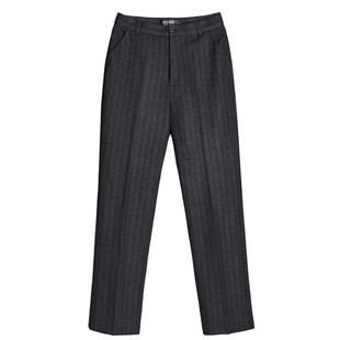 秋冬新款女裤弹力妈妈直筒裤高腰中年女式西裤休闲百搭长裤人字纹