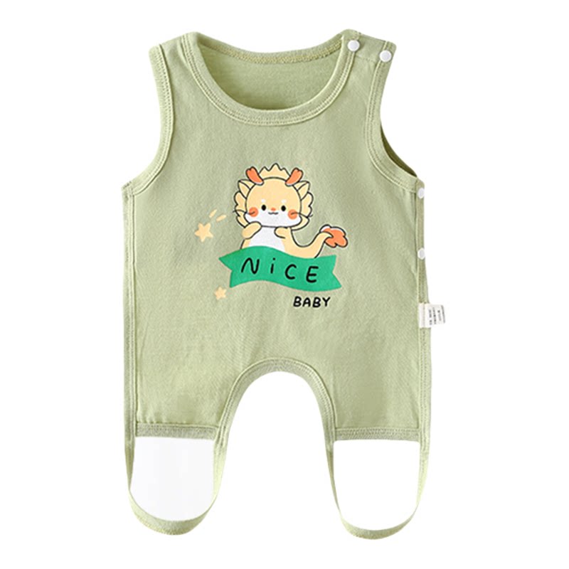 婴儿夏季肚兜护肚薄款纯棉半背连腿新生防着凉背心衣服连体衣家居