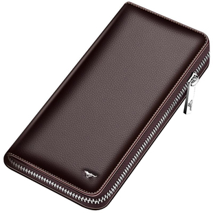 七匹狼钱包男长款拉链大容量手包真皮青年潮牌皮夹皮包纯牛皮礼物