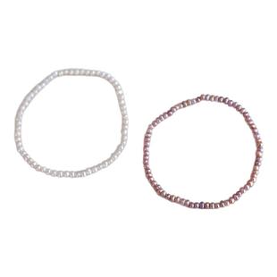 2-2.5-3mm白色混彩粉紫色天然淡水真珍珠手链弹力绳手串生日礼物