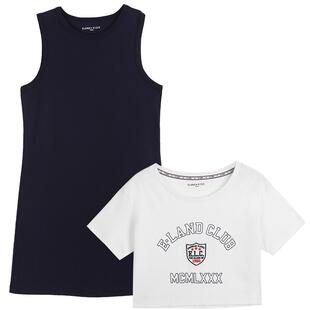【云柔棉】eland kids衣恋童装女童套装夏季女童T恤两件套连衣裙