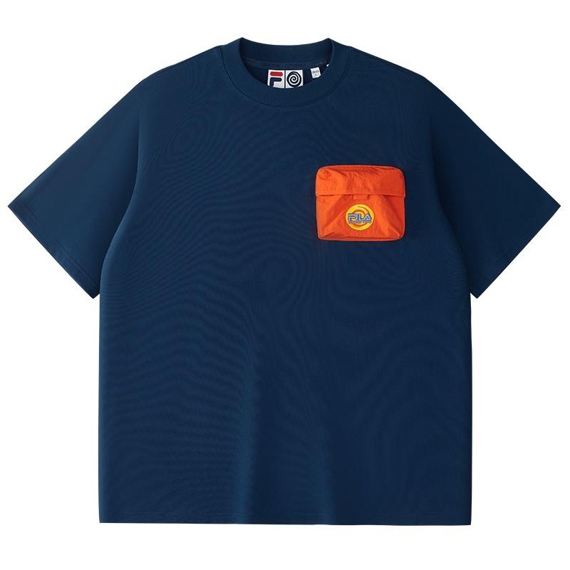 FILA FUSION | ROUND TWO斐乐潮牌男短袖衫2025夏新款宽松干爽T恤