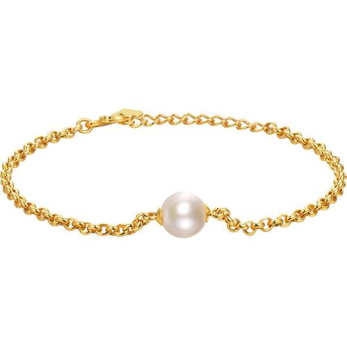 明牌珠宝黄金复古珍珠手链t足金淡水珍珠归真时尚女士手链AFK0234