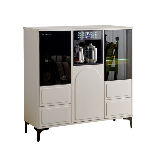 2025新款奶油风家用实木茶吧机高端客厅智能全自动一体饮水机柜子