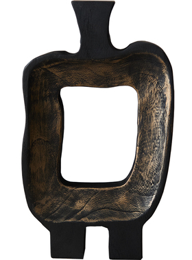 黑色实木装饰品复古创意摆件花瓶