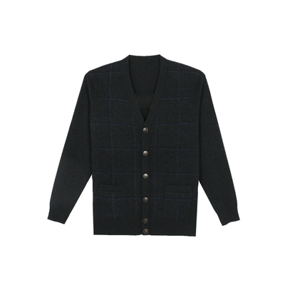 海尔曼斯男士V领长袖羊绒开衫