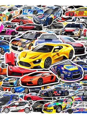 100张豪华F1超跑赛车卡通贴纸个性笔记本电脑滑板车行李箱手机贴