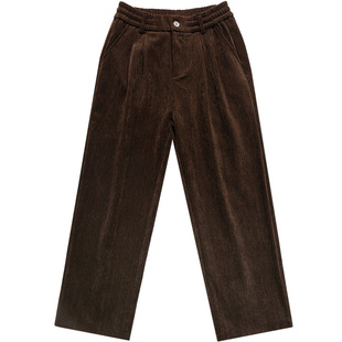 日系复古灯芯绒休闲裤男款秋冬季宽松直筒阔腿裤雪尼尔男士长裤子