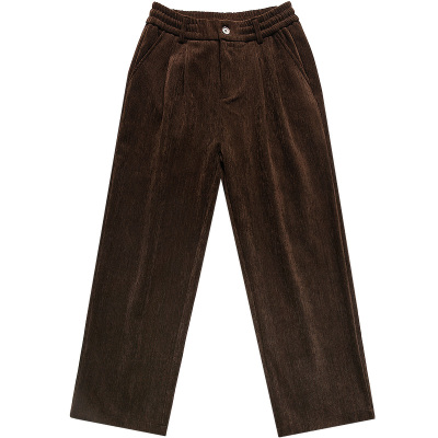 日系复古灯芯绒休闲裤男款秋冬季宽松直筒阔腿裤男士垂感长裤子男