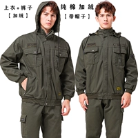 Хлопковый утепленный комплект, зеленая шапка