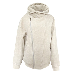 KMZD 结构主义 加绒加厚拉链连帽卫衣外套女宽松上衣休闲慵懒秋冬