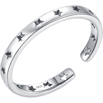 摩典925纯银星星冷淡风开口戒指