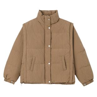 PAPERLLL可拆卸袖90白鸭绒羽绒服女冬季2025新款今年流行爆款短款