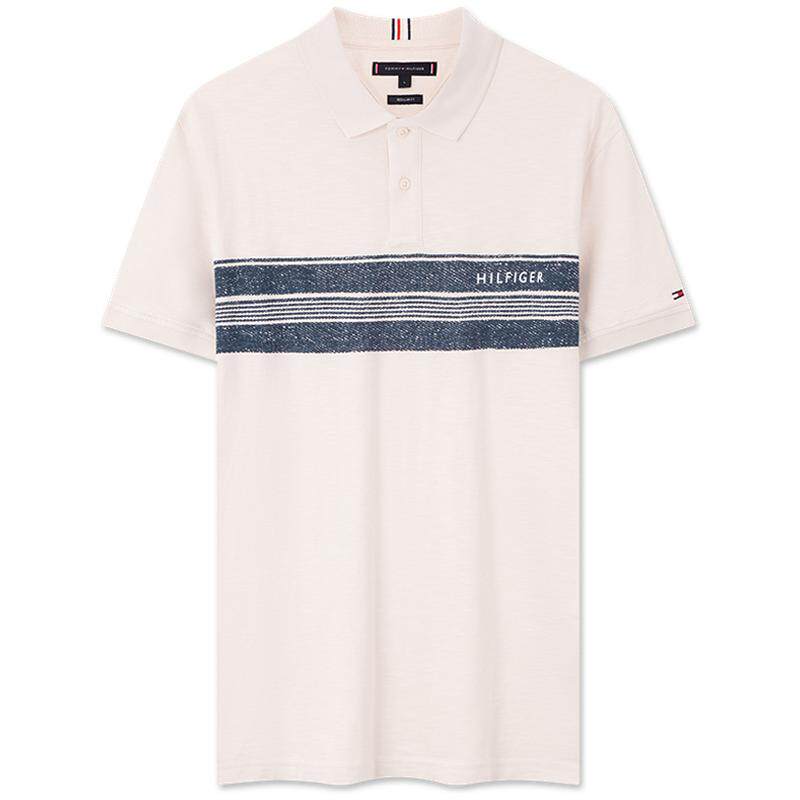 Tommy男纯棉通勤拼色短袖POLO衫