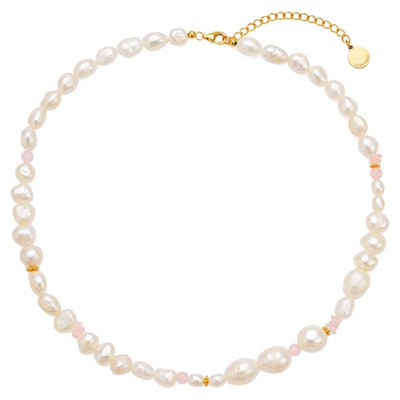 天然项链3forevigt粉晶珍珠