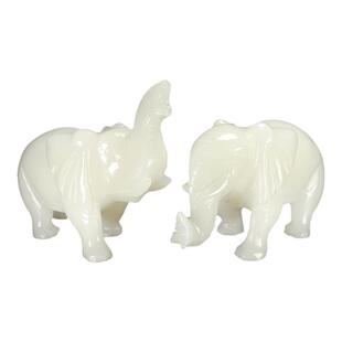 天然阿富汗白玉大象摆件一对招财风水家居小象吸水吸财客厅装饰品