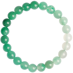 天然非洲翠手串独龙玉冰种玉石带绿飘花圆串珠子单圈手链手串散珠