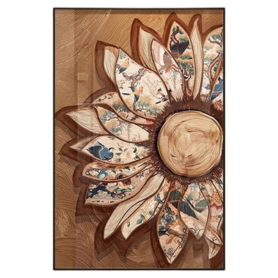 中古风客厅落地装饰画向日葵