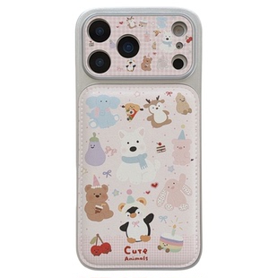 jze 皮质粉色jellycat小动物腕带挂绳适用苹果17ProMax手机壳iphone15新款16pro女17pro韩风14全包防摔手机套