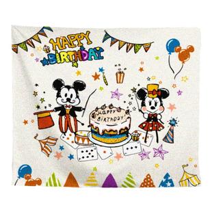 马吉吉 INS可爱手绘米奇生日装饰挂布气球挂旗背景墙布儿童派对大