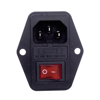 AC电源品字插头座带开关保险 三合一3脚插头芯 UL CE CCC认证