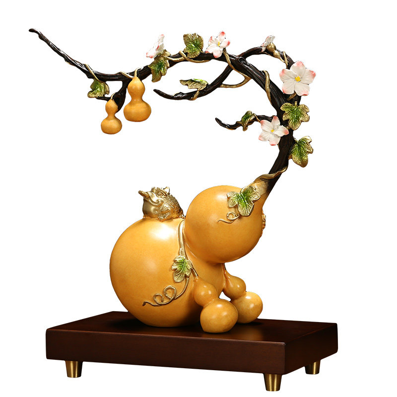 上善若水 《财富荣华》葫芦摆件 招财福禄金蟾玄关酒柜家居装饰品