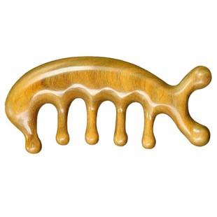 多功能绿檀木按摩梳经络梳海豚触角五齿球梳头皮颈部按摩舒缓疲劳